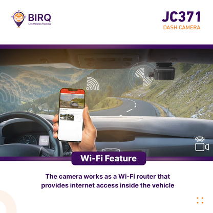 Dash Cam Jimi JC371 for Driver Monitoring & Vehicle Tracking (Front, Rear & Interior)