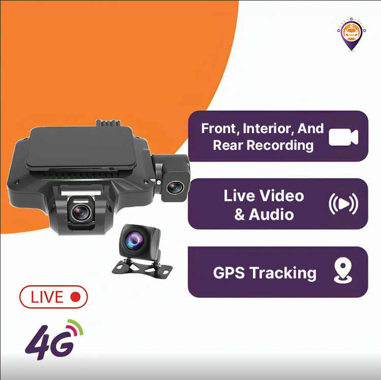 Jimi JC450 Dash Cam – Live Streaming Car Surveillance (Front + Interior + Rear)